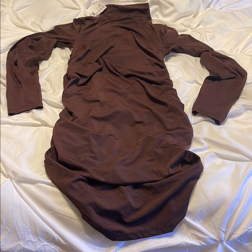 AKIRA Chic Long Sleeve Chocolate Dress